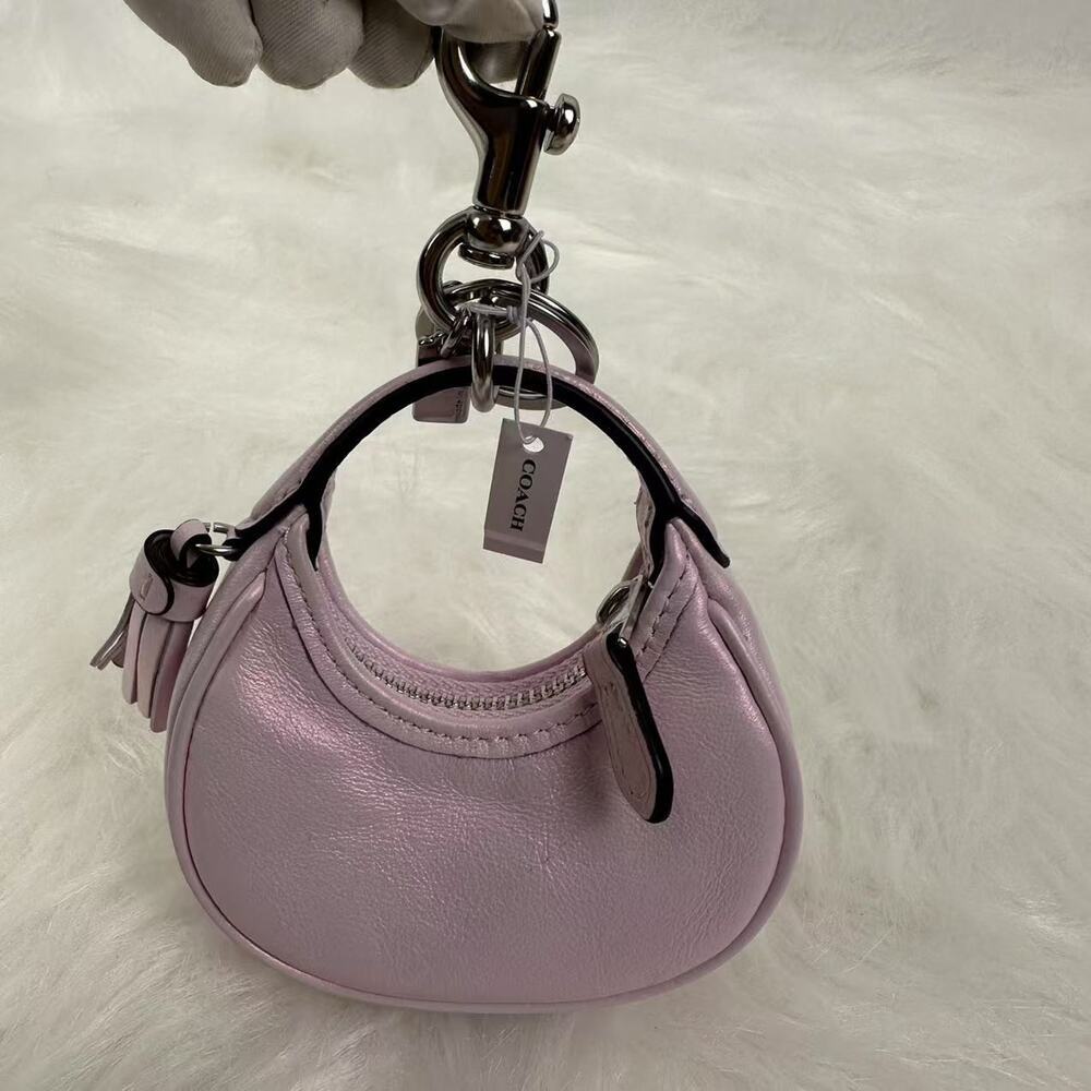 Coach Mini Carmen Bag Charm In Pearlized leather/Silver/Pink CBL92 NWT - Picture 3 of 7